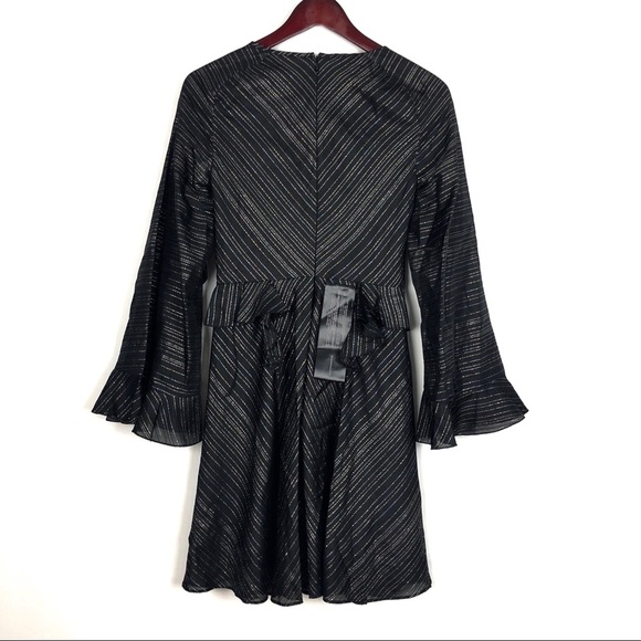 BCBGMaxAzria Black Metallic Ruffle Mini Dress - Picture 5 of 8